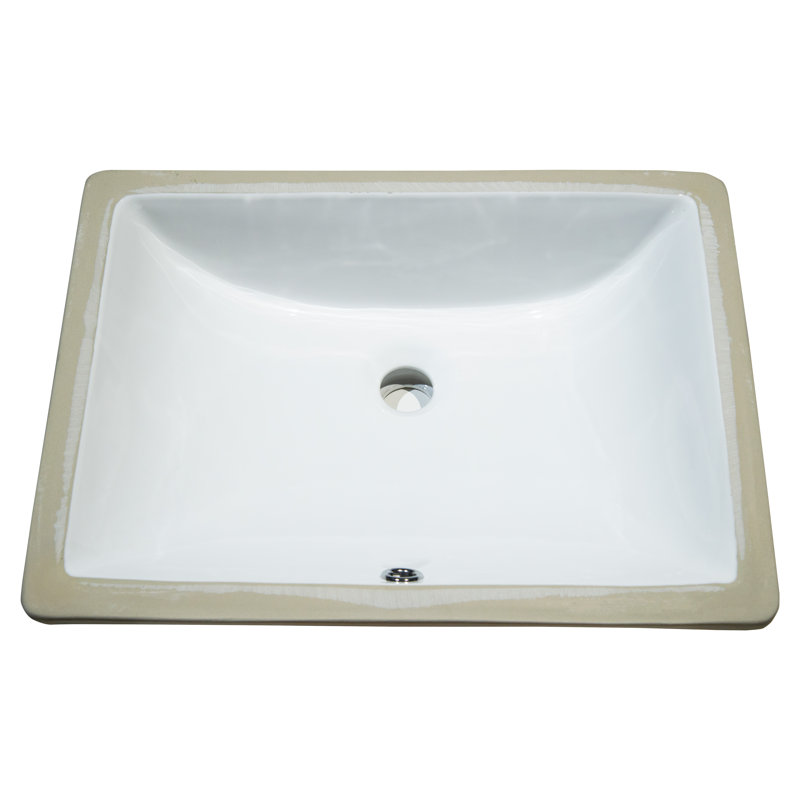 MSI 15.125'' White Porcelain Rectangular Undermount Bathroom Sink with